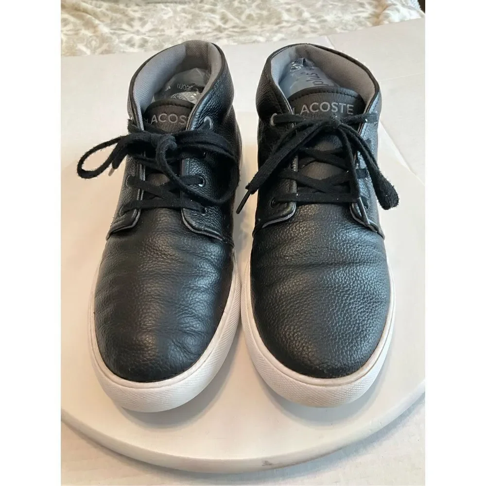 Lacoste Asparta High Top. Pebbled black leather, black. Men’s 10. Izod Alligator